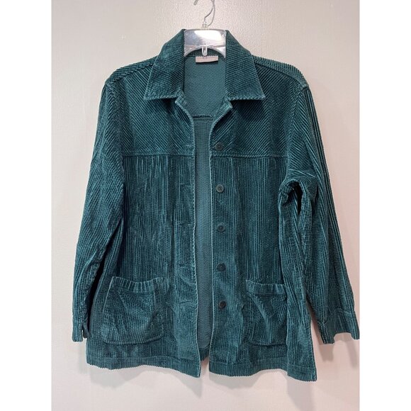 Nordstrom Green Corduroy‎ Jacket With Button Front & Pockets Size M - Picture 1 of 11
